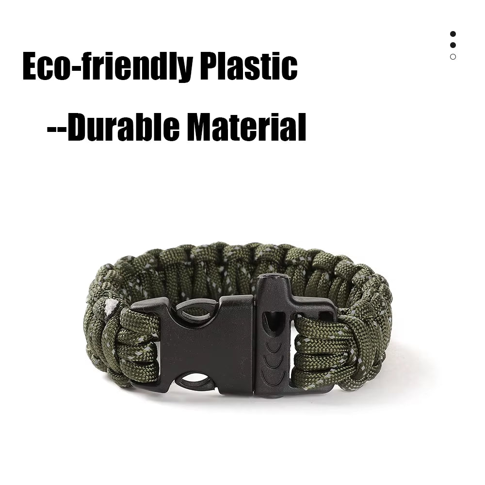 24.5Cm Nine Core Reflective Paracord Escape Emergency Glowing Plaited Rope EDC Survival Saving Bracelet with Whistle Tools