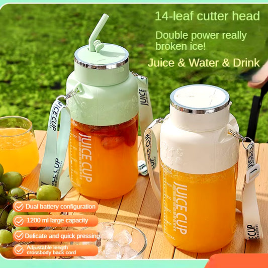 1200Ml Electric Fruit Juicer 14 Blade Portable Home USB Rechargeable Sports Bottle Juicing Cup Mixer for Shakes and Smoothies