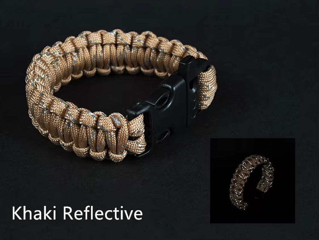 24.5Cm Nine Core Reflective Paracord Escape Emergency Glowing Plaited Rope EDC Survival Saving Bracelet with Whistle Tools