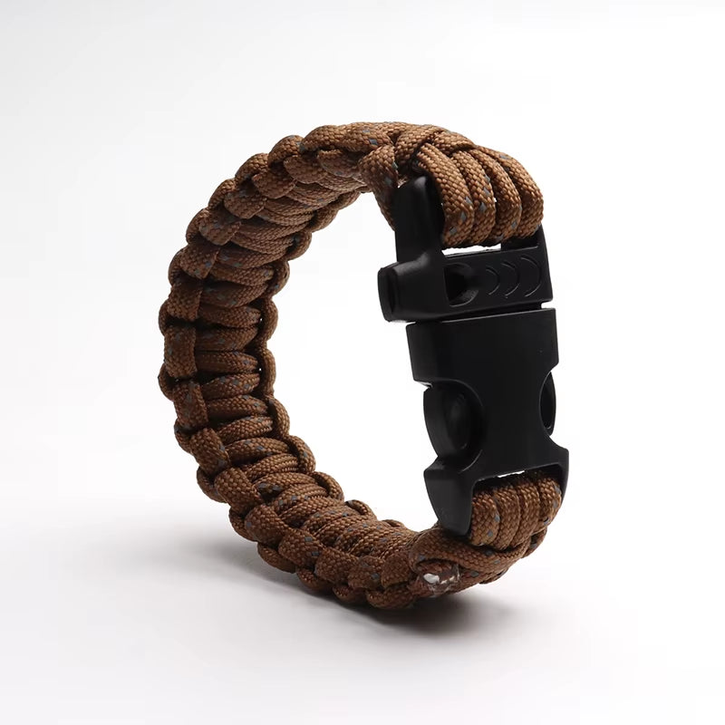 24.5Cm Nine Core Reflective Paracord Escape Emergency Glowing Plaited Rope EDC Survival Saving Bracelet with Whistle Tools