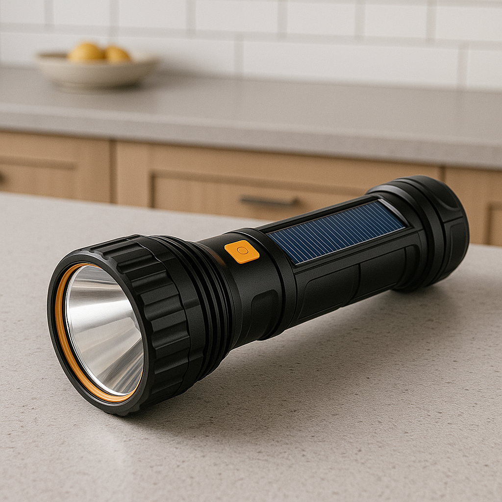 SolarBeam Pro: Linterna de carga solar y USB + Powerbank