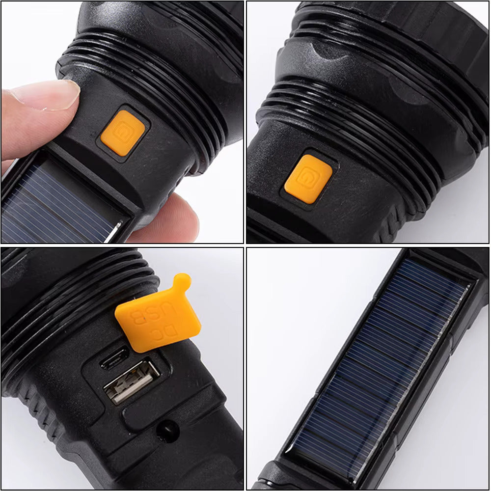 SolarBeam Pro: Linterna de carga solar y USB + Powerbank