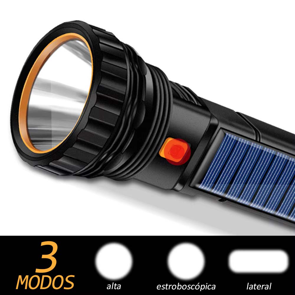 SolarBeam Pro: Linterna de carga solar y USB + Powerbank
