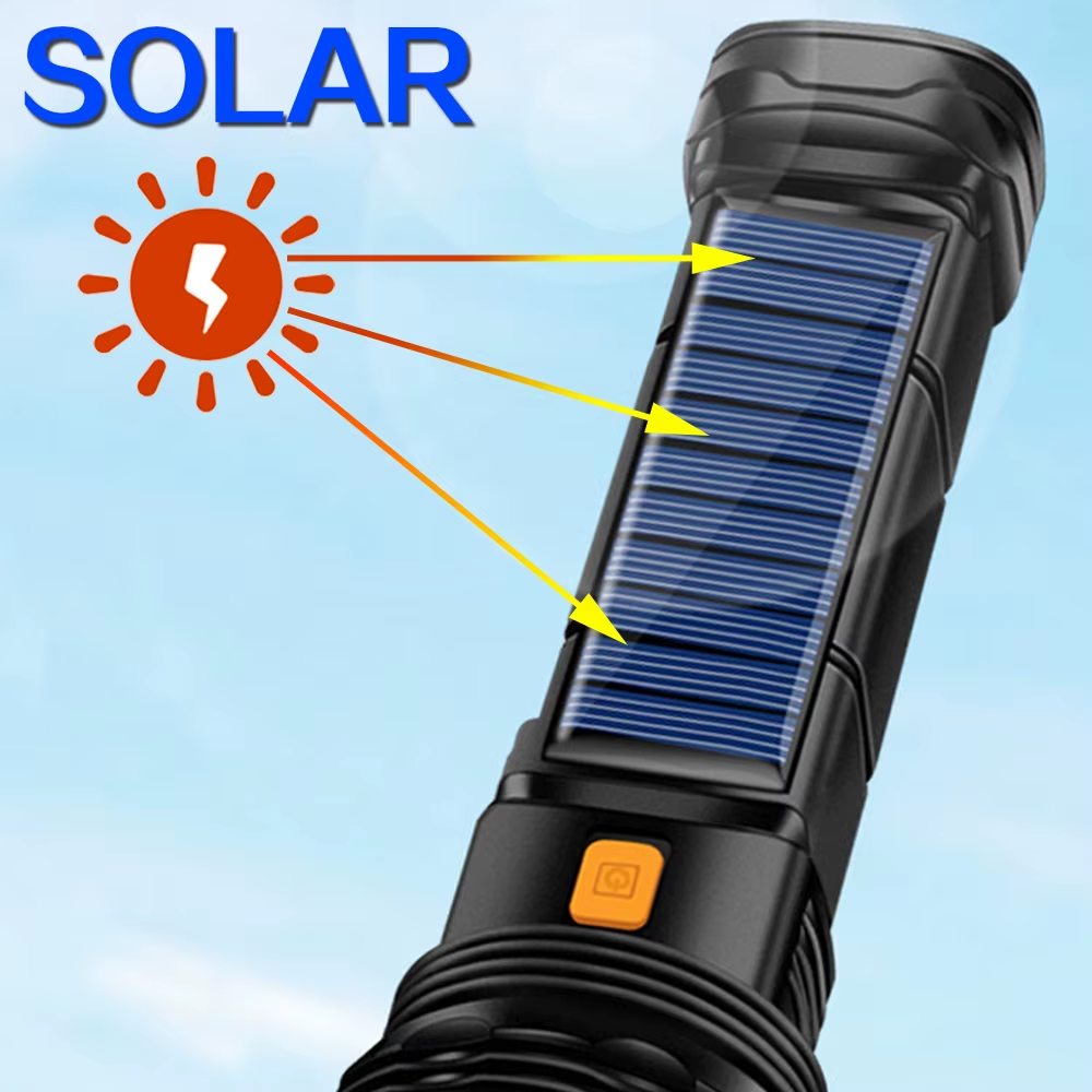 SolarBeam Pro: Linterna de carga solar y USB + Powerbank