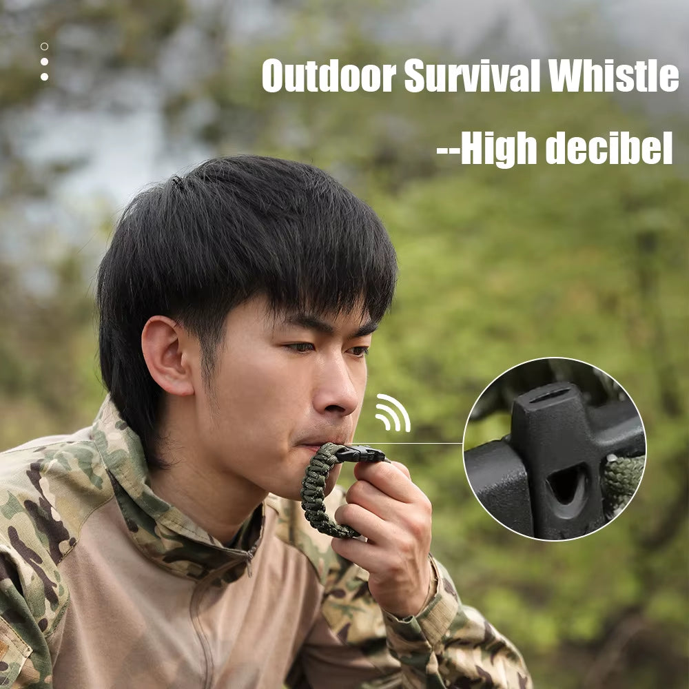 24.5Cm Nine Core Reflective Paracord Escape Emergency Glowing Plaited Rope EDC Survival Saving Bracelet with Whistle Tools